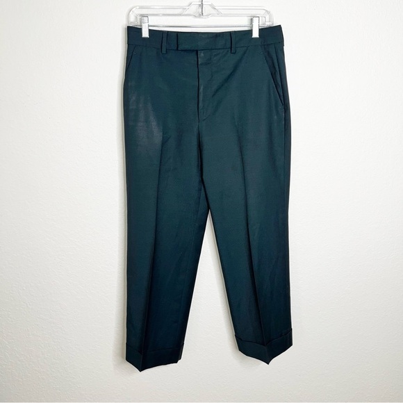 Gucci pants Womens 4 40 Trousers Wool Straight High Rise Pleated Sheen K - Picture 1 of 9
